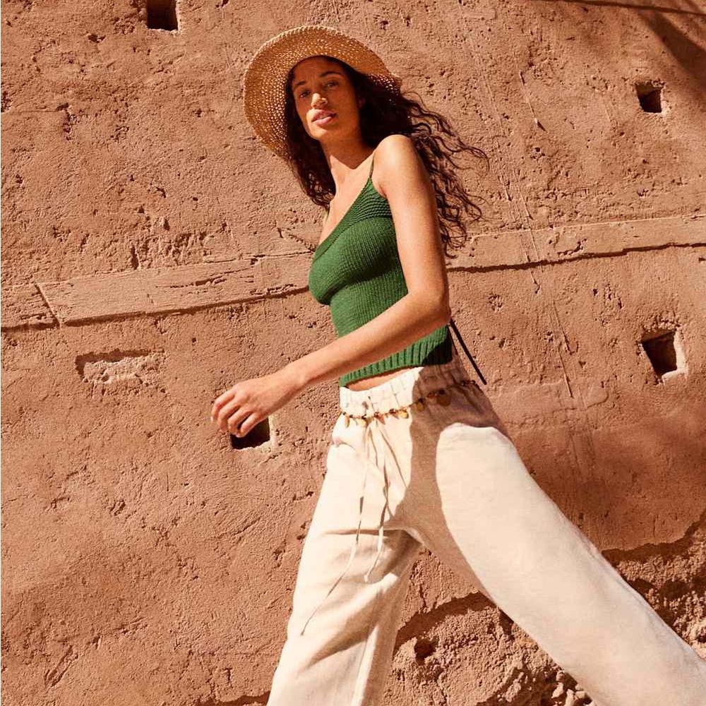 Reformation Olina Linen Pant Oatmeal (Size S - Hemmed to 26”)